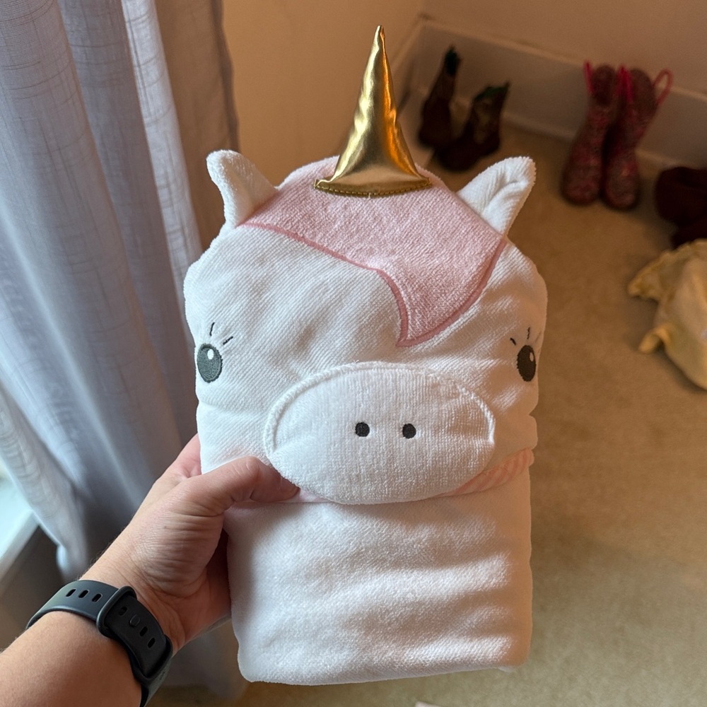 Unicorn Hooded Towel with Gold Horn